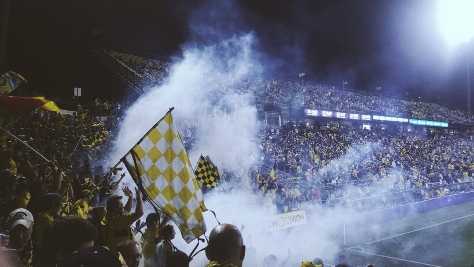 stadium in smoke