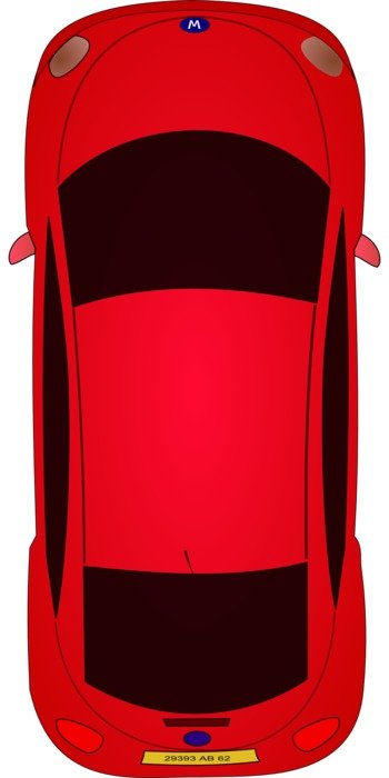 Red racing vehicle