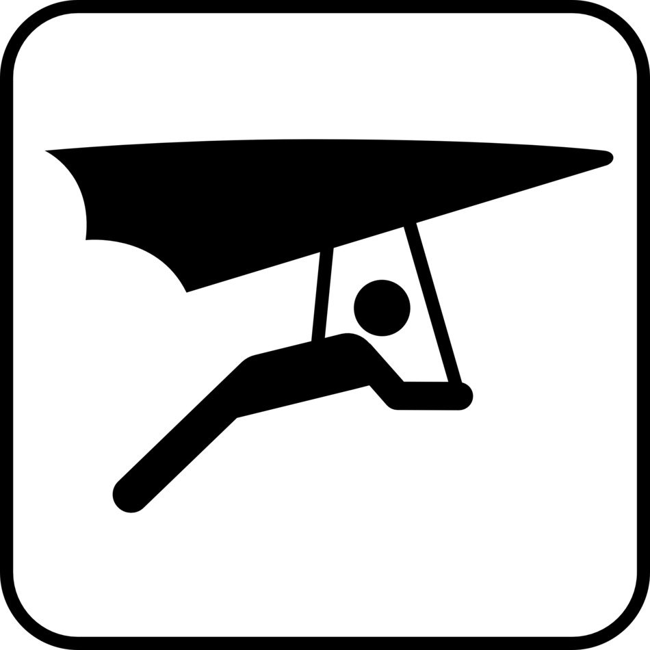 hang gliding, black and white icon