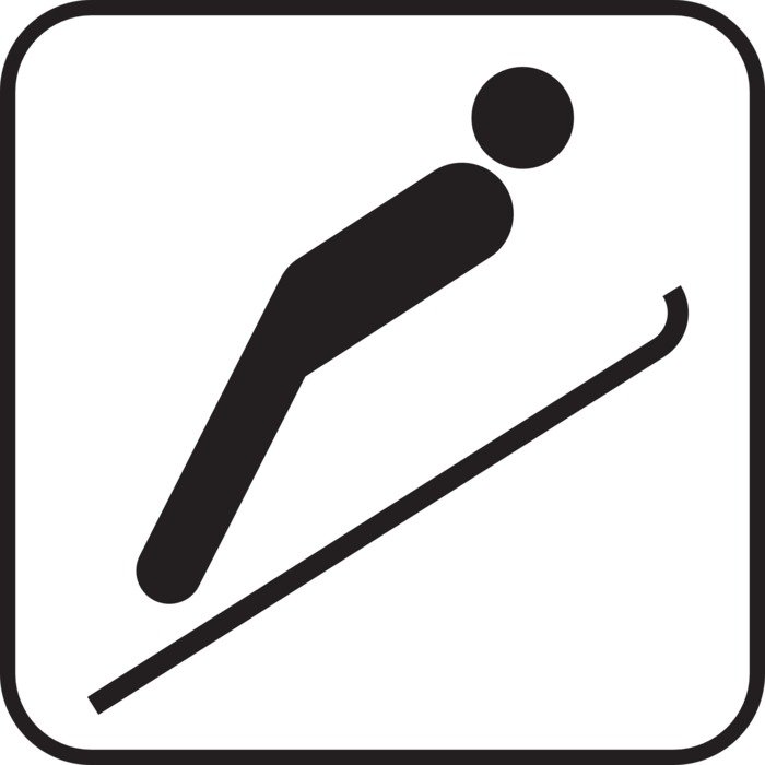 ski jumping symbol on white background