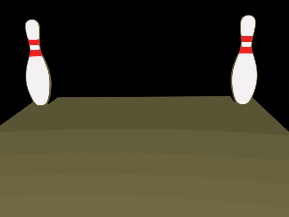 bowling pins are in different corners of the track