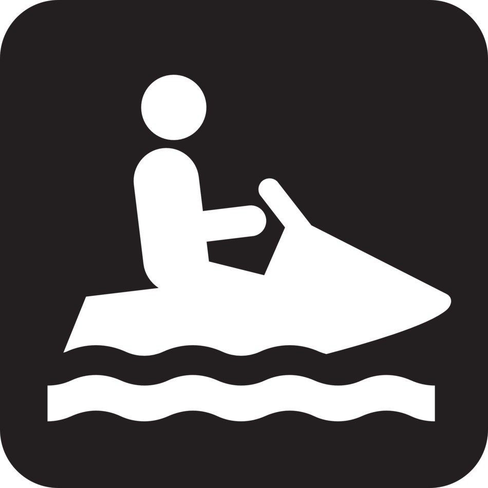silhouette of a man on a marine scooter