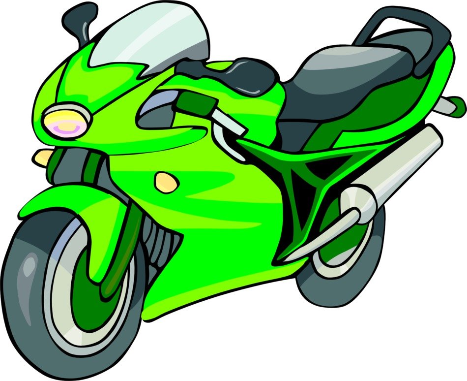 green motorbike, illustration