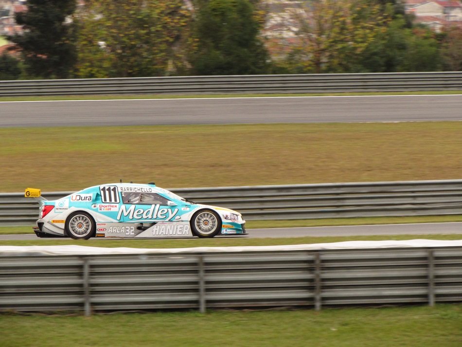 Barrichello in the colorful sports car