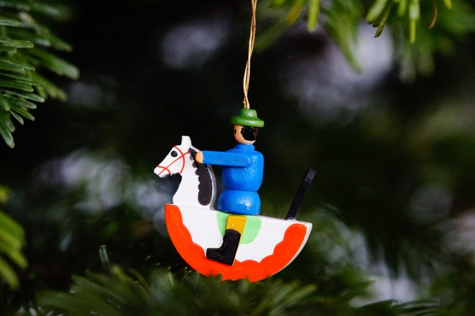wooden rider on the christmas tree