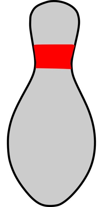grey bowling tenpin with red stripe