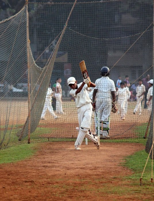 View of the game of cricket