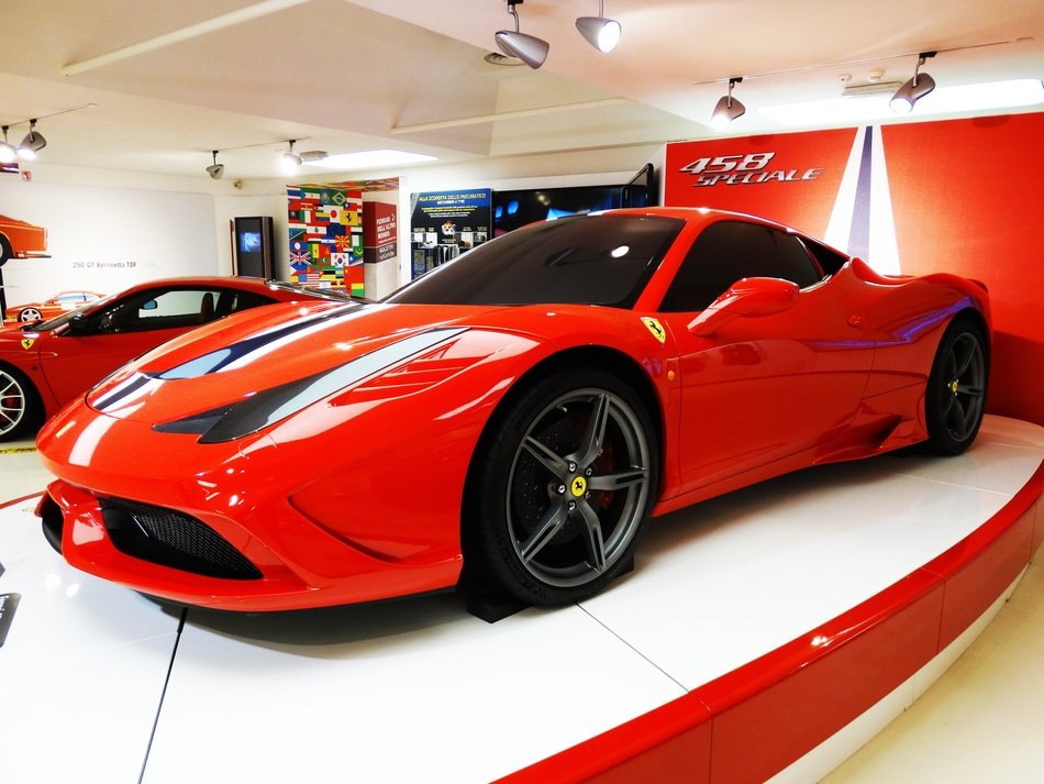 Red Ferrari at the exhibition