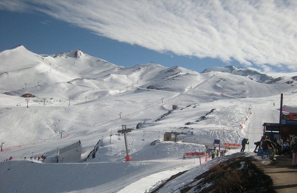 ski runs on the mountainside