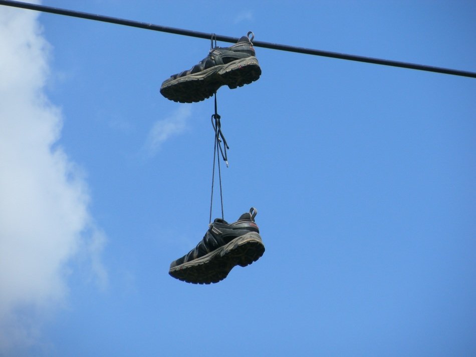 old boots on the wires