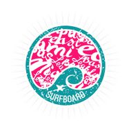 Surf wave emblem in retro style