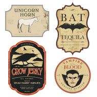Funny vintage colored Halloween potion labels