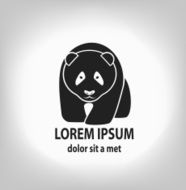 Panda grey label - vector illustration