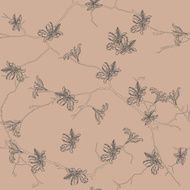 Neutral almond floral seamless vector pattern N2