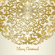Christmas Greeting card with snowflake and deer N8
