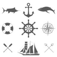 Set of sea signs and labels N5