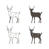 Abstract Four Deer Illustration Silhouette Vector