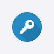 key Flat Blue Simple Icon with long shadow N2