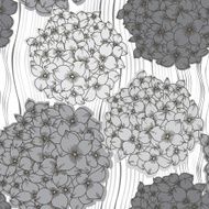 Vector seamless pattern with hydrangeas Monochrome floral background