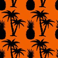 Seamless pattern with coconut palm trees and pineapples N5