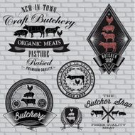 set of labels for Butcher on brick wall N2