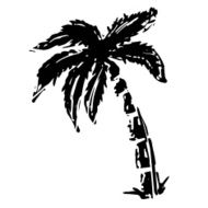 Coconut palm tree black silhouette N5