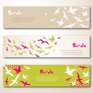 Banners with flying birds silhouettes N2