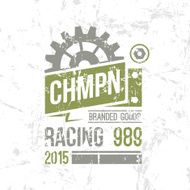 Emblem racing championship in retro style