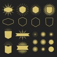 Golden set of silhouette design elements