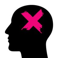 Silhouette of a head with closed sign N2