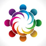 creative colorful teamwork or business people meeting icon design vector