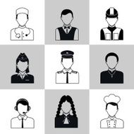 Professions avatar icons black set