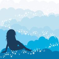 Female with clouds and stars