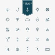 25 summer and vacation minimal line icons N2