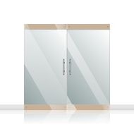 Glass door with chrome silver handles set Vector