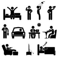 Man Daily Routine People Pictogram