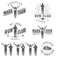 Set of vintage run club labels emblems and design elements