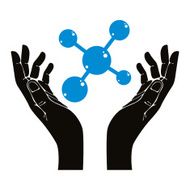 Hands with molecule vector symbol