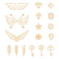 Vector set of outline emblems and badges N3