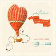 Wedding card or invitation with hot air balloon N2