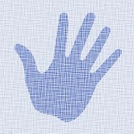 Blue hand print on canvas texture