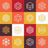 Vector linear hexagon logos and design elements