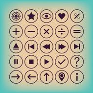 Thin outline controllers calculation general symbols and button icons set