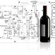 technical wine outline drawing diagram design