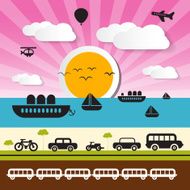 Transportation Icons on Landscape