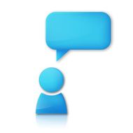 Person with speech bubble Blue vector icon