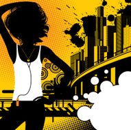 Girl on a city background