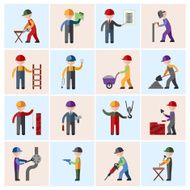 Construction worker icons flat N2