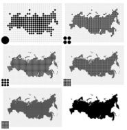 Dotted maps of Russia in different resolutions N3