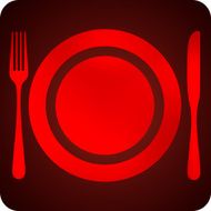 illustration with plate fork and knife